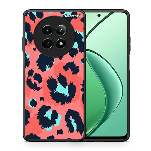 Θήκη Realme 12 5G Pink Leopard Animal από τη Smartfits με σχέδιο στο πίσω μέρος και μαύρο περίβλημα | Realme 12 5G Pink Leopard Animal case with colorful back and black bezels