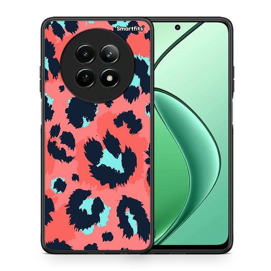 Θήκη Realme 12 5G Pink Leopard Animal από τη Smartfits με σχέδιο στο πίσω μέρος και μαύρο περίβλημα | Realme 12 5G Pink Leopard Animal case with colorful back and black bezels