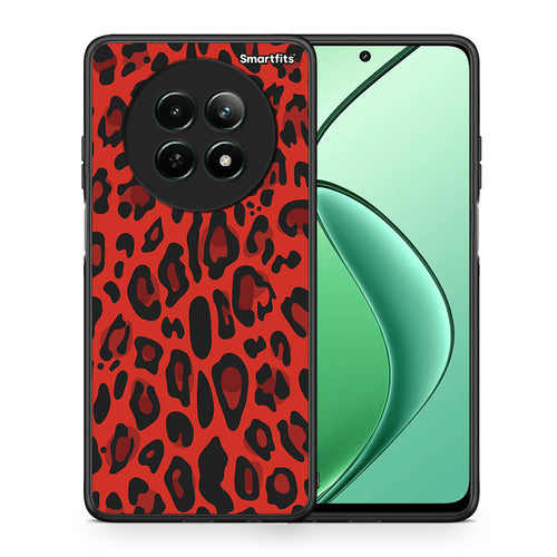 Θήκη Realme 12 5G Red Leopard Animal από τη Smartfits με σχέδιο στο πίσω μέρος και μαύρο περίβλημα | Realme 12 5G Red Leopard Animal case with colorful back and black bezels