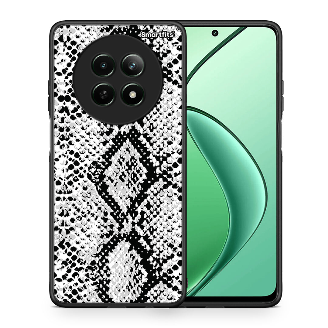 Θήκη Realme 12 5G White Snake Animal από τη Smartfits με σχέδιο στο πίσω μέρος και μαύρο περίβλημα | Realme 12 5G White Snake Animal case with colorful back and black bezels