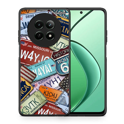 Θήκη Realme 12 5G Car Plates από τη Smartfits με σχέδιο στο πίσω μέρος και μαύρο περίβλημα | Realme 12 5G Car Plates case with colorful back and black bezels