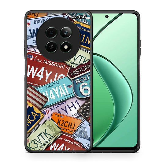 Θήκη Realme 12 5G Car Plates από τη Smartfits με σχέδιο στο πίσω μέρος και μαύρο περίβλημα | Realme 12 5G Car Plates case with colorful back and black bezels