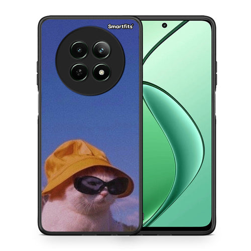 Θήκη Realme 12 5G Cat Diva από τη Smartfits με σχέδιο στο πίσω μέρος και μαύρο περίβλημα | Realme 12 5G Cat Diva case with colorful back and black bezels