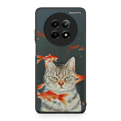 Realme 12 5G Cat Goldfish θήκη από τη Smartfits με σχέδιο στο πίσω μέρος και μαύρο περίβλημα | Smartphone case with colorful back and black bezels by Smartfits