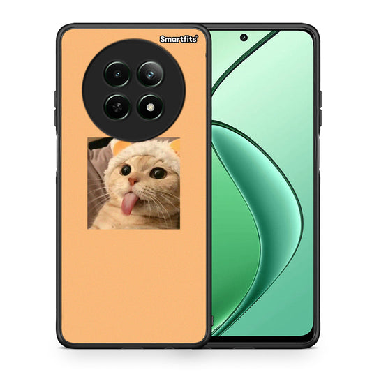 Θήκη Realme 12 5G Cat Tongue από τη Smartfits με σχέδιο στο πίσω μέρος και μαύρο περίβλημα | Realme 12 5G Cat Tongue case with colorful back and black bezels