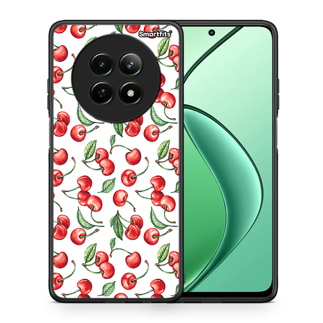 Θήκη Realme 12 5G Cherry Summer από τη Smartfits με σχέδιο στο πίσω μέρος και μαύρο περίβλημα | Realme 12 5G Cherry Summer case with colorful back and black bezels