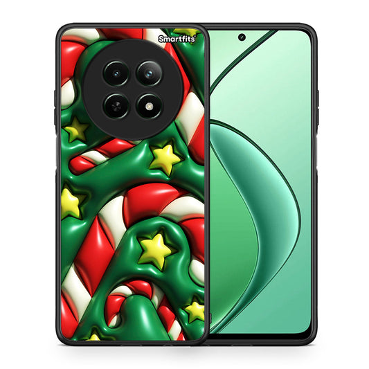 Θήκη Realme 12 5G Christmas Bubbles από τη Smartfits με σχέδιο στο πίσω μέρος και μαύρο περίβλημα | Realme 12 5G Christmas Bubbles case with colorful back and black bezels