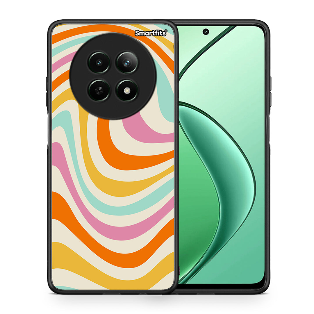 Θήκη Realme 12 5G Colourful Waves από τη Smartfits με σχέδιο στο πίσω μέρος και μαύρο περίβλημα | Realme 12 5G Colourful Waves case with colorful back and black bezels