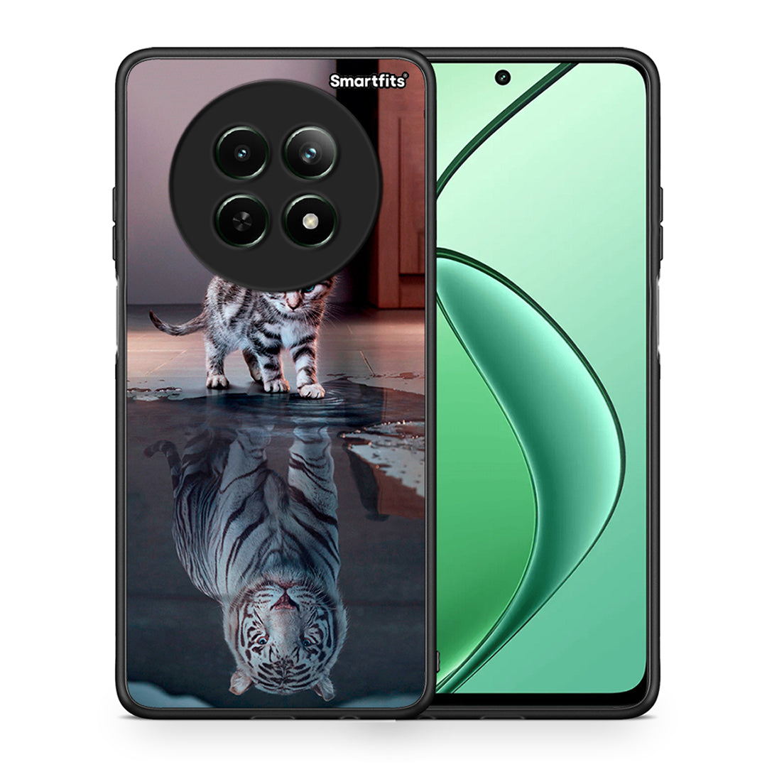 Θήκη Realme 12 5G Tiger Cute από τη Smartfits με σχέδιο στο πίσω μέρος και μαύρο περίβλημα | Realme 12 5G Tiger Cute case with colorful back and black bezels