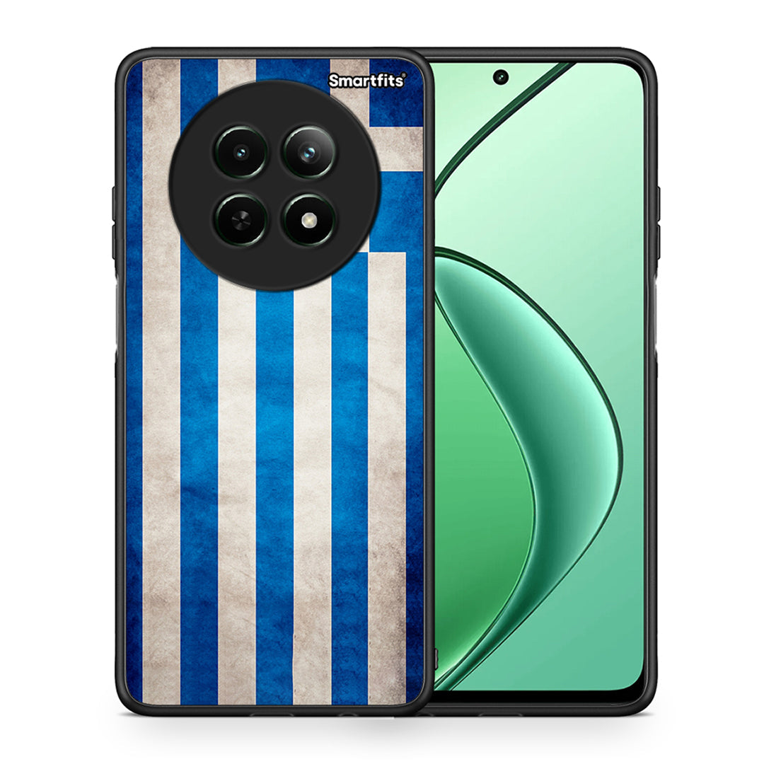 Θήκη Realme 12 5G Greek Flag από τη Smartfits με σχέδιο στο πίσω μέρος και μαύρο περίβλημα | Realme 12 5G Greek Flag case with colorful back and black bezels