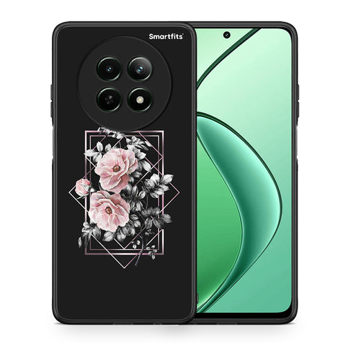 Θήκη Realme 12 5G Frame Flower από τη Smartfits με σχέδιο στο πίσω μέρος και μαύρο περίβλημα | Realme 12 5G Frame Flower case with colorful back and black bezels