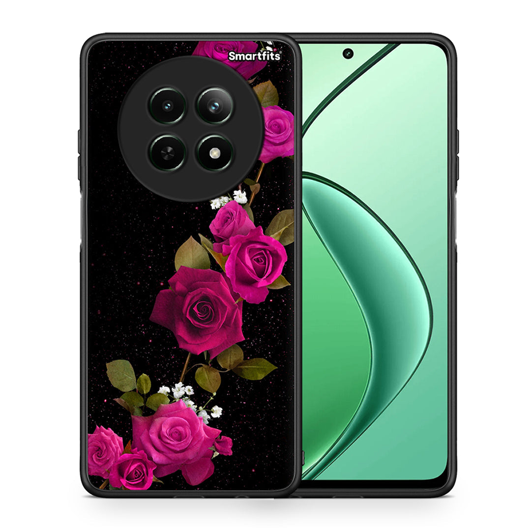 Θήκη Realme 12 5G Red Roses Flower από τη Smartfits με σχέδιο στο πίσω μέρος και μαύρο περίβλημα | Realme 12 5G Red Roses Flower case with colorful back and black bezels