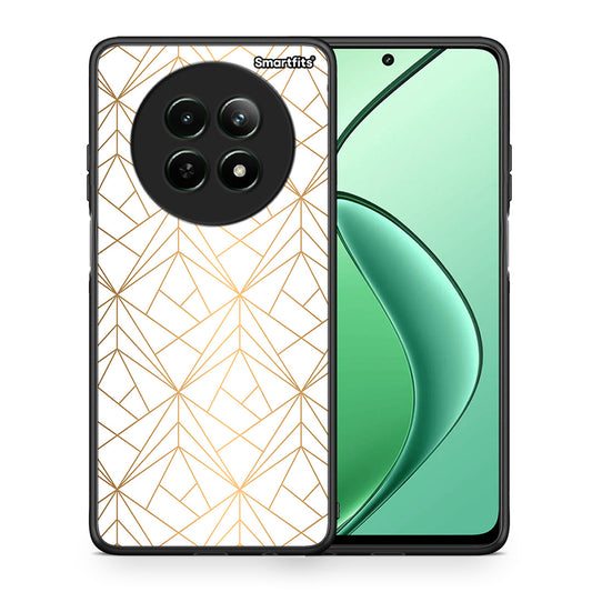 Θήκη Realme 12 5G Luxury White Geometric από τη Smartfits με σχέδιο στο πίσω μέρος και μαύρο περίβλημα | Realme 12 5G Luxury White Geometric case with colorful back and black bezels