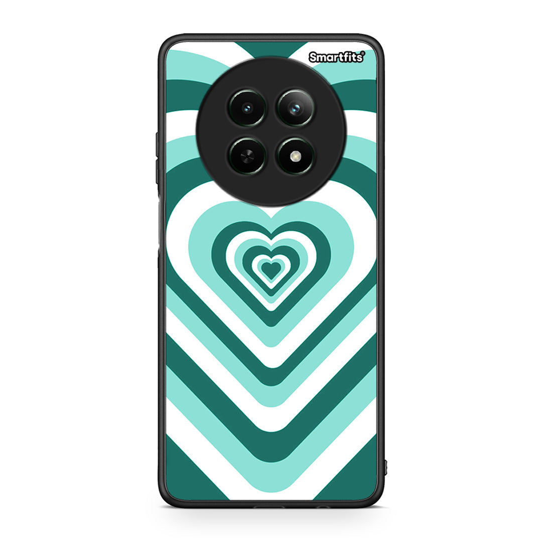Realme 12 5G Green Hearts θήκη από τη Smartfits με σχέδιο στο πίσω μέρος και μαύρο περίβλημα | Smartphone case with colorful back and black bezels by Smartfits