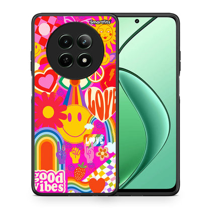 Θήκη Realme 12 5G Hippie Love από τη Smartfits με σχέδιο στο πίσω μέρος και μαύρο περίβλημα | Realme 12 5G Hippie Love case with colorful back and black bezels