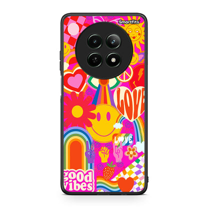 Realme 12 5G Hippie Love θήκη από τη Smartfits με σχέδιο στο πίσω μέρος και μαύρο περίβλημα | Smartphone case with colorful back and black bezels by Smartfits