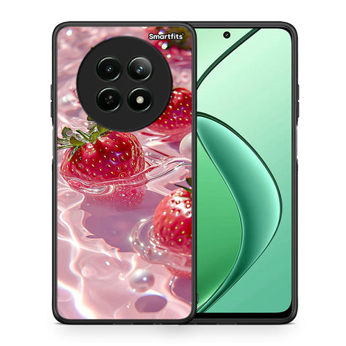 Θήκη Realme 12 5G Juicy Strawberries από τη Smartfits με σχέδιο στο πίσω μέρος και μαύρο περίβλημα | Realme 12 5G Juicy Strawberries case with colorful back and black bezels