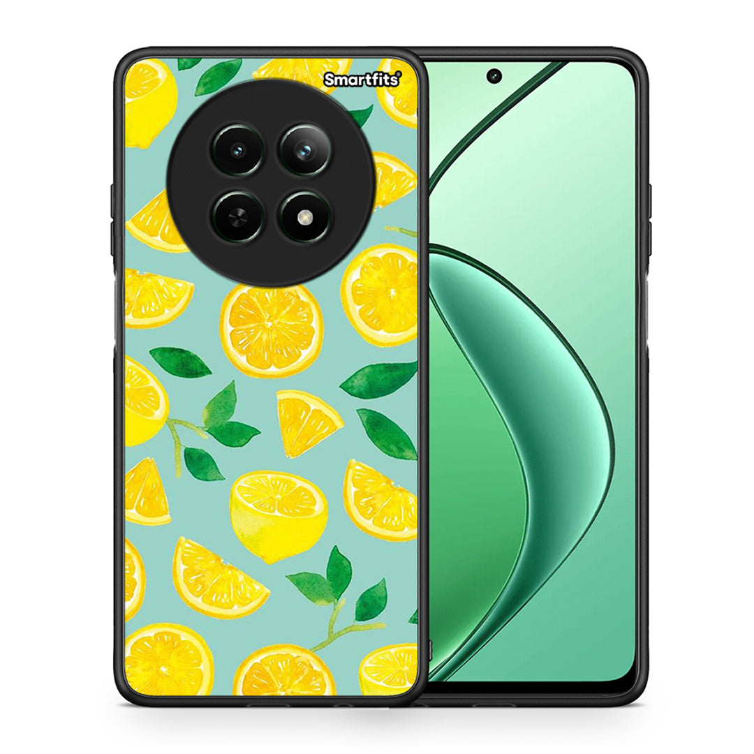 Θήκη Realme 12 5G Lemons από τη Smartfits με σχέδιο στο πίσω μέρος και μαύρο περίβλημα | Realme 12 5G Lemons case with colorful back and black bezels