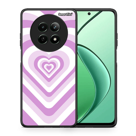 Θήκη Realme 12 5G Lilac Hearts από τη Smartfits με σχέδιο στο πίσω μέρος και μαύρο περίβλημα | Realme 12 5G Lilac Hearts case with colorful back and black bezels