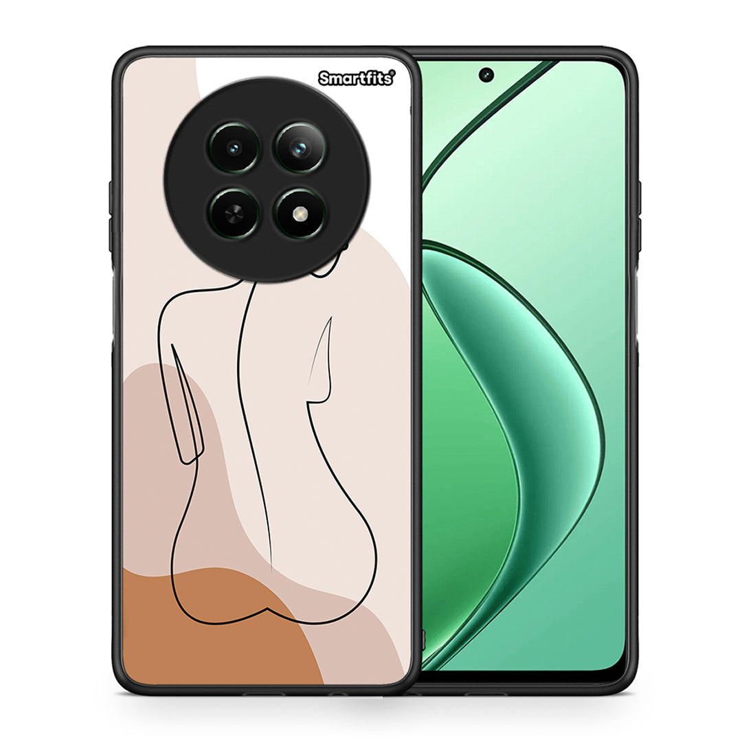 Θήκη Realme 12 5G LineArt Woman από τη Smartfits με σχέδιο στο πίσω μέρος και μαύρο περίβλημα | Realme 12 5G LineArt Woman case with colorful back and black bezels