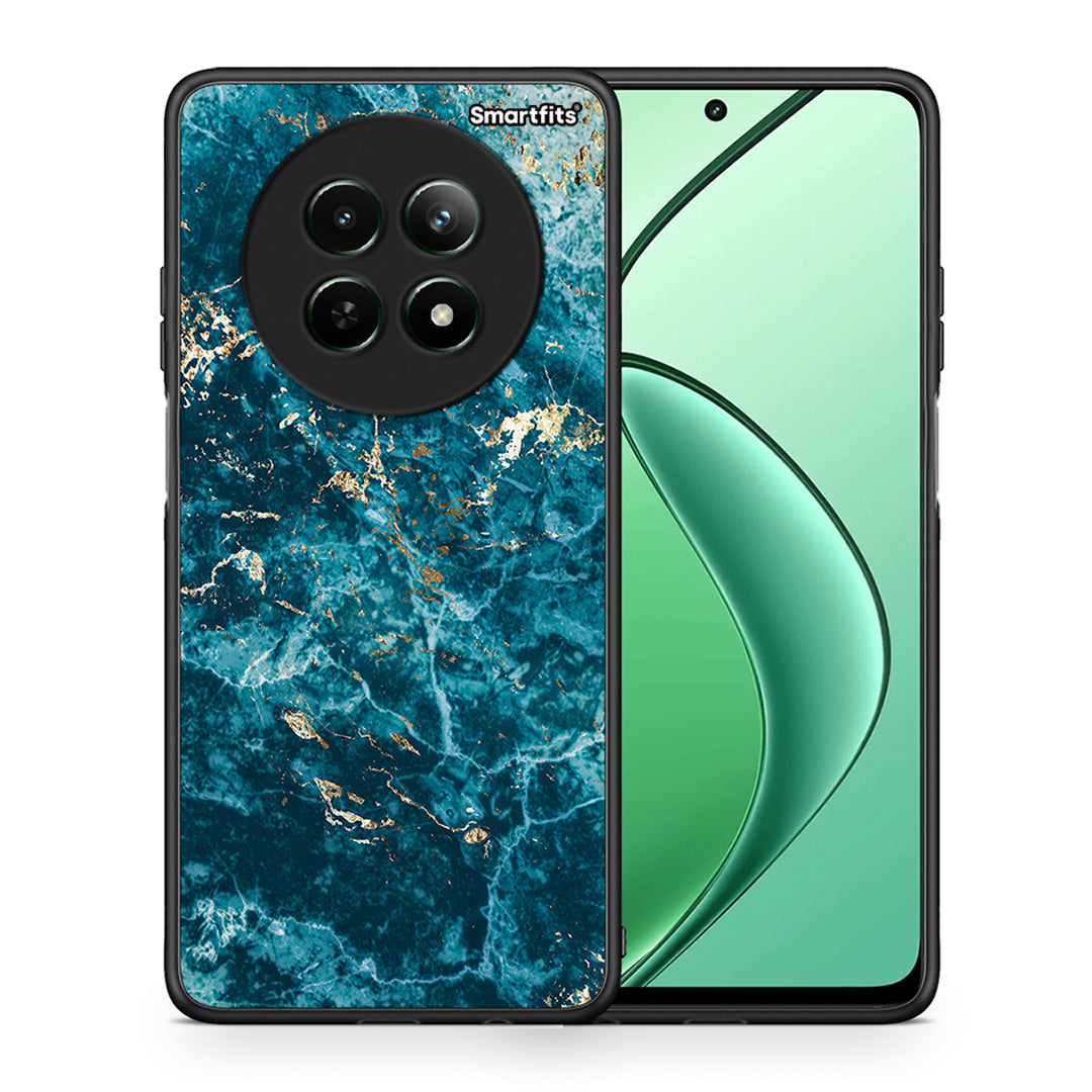 Θήκη Realme 12 5G Marble Blue από τη Smartfits με σχέδιο στο πίσω μέρος και μαύρο περίβλημα | Realme 12 5G Marble Blue case with colorful back and black bezels