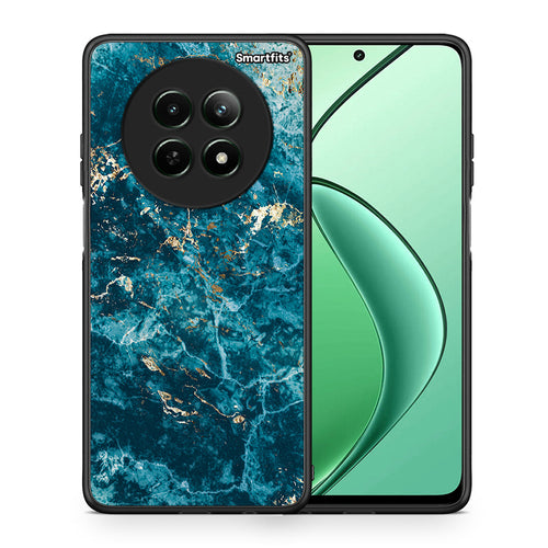 Θήκη Realme 12 5G Marble Blue από τη Smartfits με σχέδιο στο πίσω μέρος και μαύρο περίβλημα | Realme 12 5G Marble Blue case with colorful back and black bezels