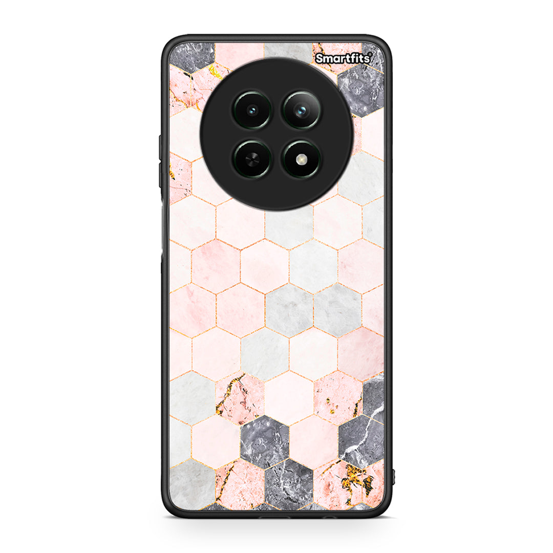 4 - Realme 12 5G Hexagon Pink Marble case, cover, bumper