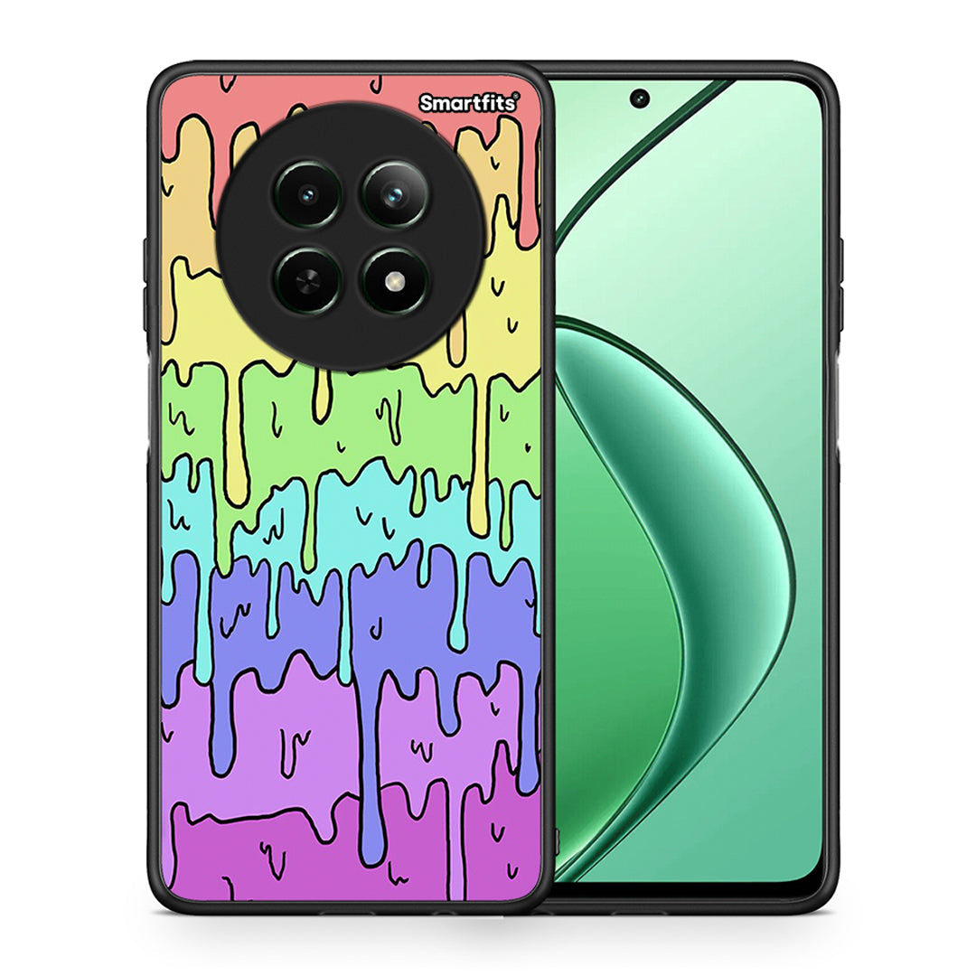 Θήκη Realme 12 5G Melting Rainbow από τη Smartfits με σχέδιο στο πίσω μέρος και μαύρο περίβλημα | Realme 12 5G Melting Rainbow case with colorful back and black bezels
