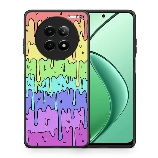Θήκη Realme 12 5G Melting Rainbow από τη Smartfits με σχέδιο στο πίσω μέρος και μαύρο περίβλημα | Realme 12 5G Melting Rainbow case with colorful back and black bezels