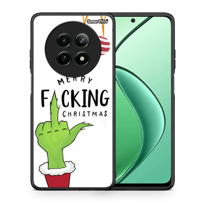 Θήκη Realme 12 5G Merry F Xmas από τη Smartfits με σχέδιο στο πίσω μέρος και μαύρο περίβλημα | Realme 12 5G Merry F Xmas case with colorful back and black bezels