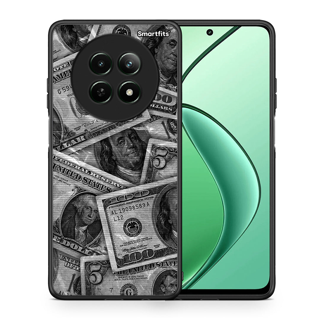 Θήκη Realme 12 5G Money Dollars από τη Smartfits με σχέδιο στο πίσω μέρος και μαύρο περίβλημα | Realme 12 5G Money Dollars case with colorful back and black bezels