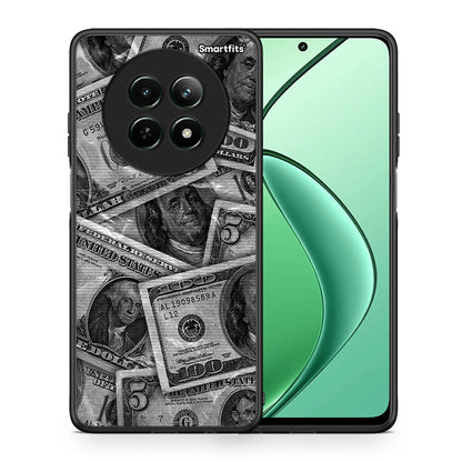 Θήκη Realme 12 5G Money Dollars από τη Smartfits με σχέδιο στο πίσω μέρος και μαύρο περίβλημα | Realme 12 5G Money Dollars case with colorful back and black bezels