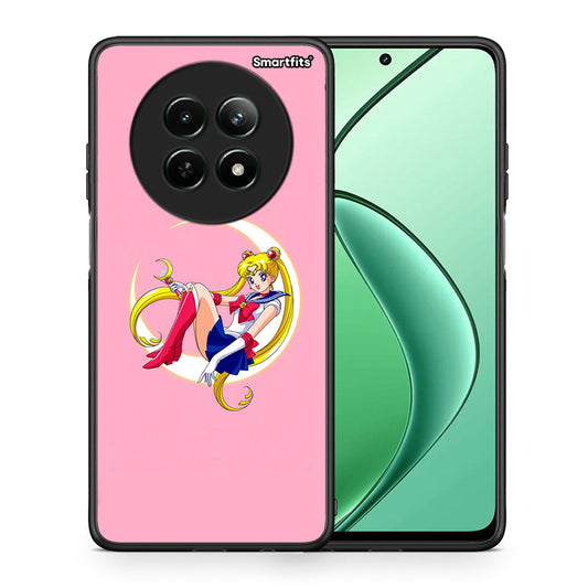 Θήκη Realme 12 5G Moon Girl από τη Smartfits με σχέδιο στο πίσω μέρος και μαύρο περίβλημα | Realme 12 5G Moon Girl case with colorful back and black bezels