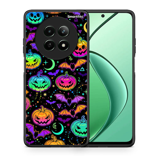 Θήκη Realme 12 5G Neon Halloween από τη Smartfits με σχέδιο στο πίσω μέρος και μαύρο περίβλημα | Realme 12 5G Neon Halloween case with colorful back and black bezels