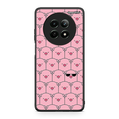 Realme 12 5G Pig Glasses θήκη από τη Smartfits με σχέδιο στο πίσω μέρος και μαύρο περίβλημα | Smartphone case with colorful back and black bezels by Smartfits
