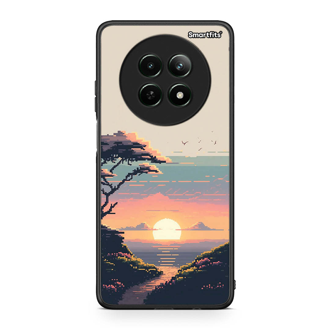 Realme 12 5G Pixel Sunset Θήκη από τη Smartfits με σχέδιο στο πίσω μέρος και μαύρο περίβλημα | Smartphone case with colorful back and black bezels by Smartfits