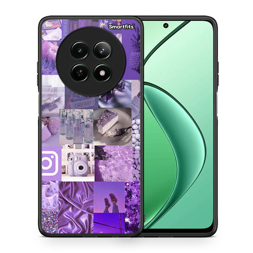 Θήκη Realme 12 5G Purple Aesthetic Collage από τη Smartfits με σχέδιο στο πίσω μέρος και μαύρο περίβλημα | Realme 12 5G Purple Aesthetic Collage case with colorful back and black bezels