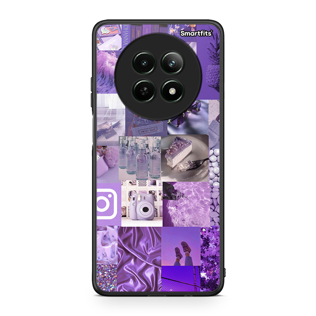Realme 12 5G Purple Aesthetic Collage θήκη από τη Smartfits με σχέδιο στο πίσω μέρος και μαύρο περίβλημα | Smartphone case with colorful back and black bezels by Smartfits
