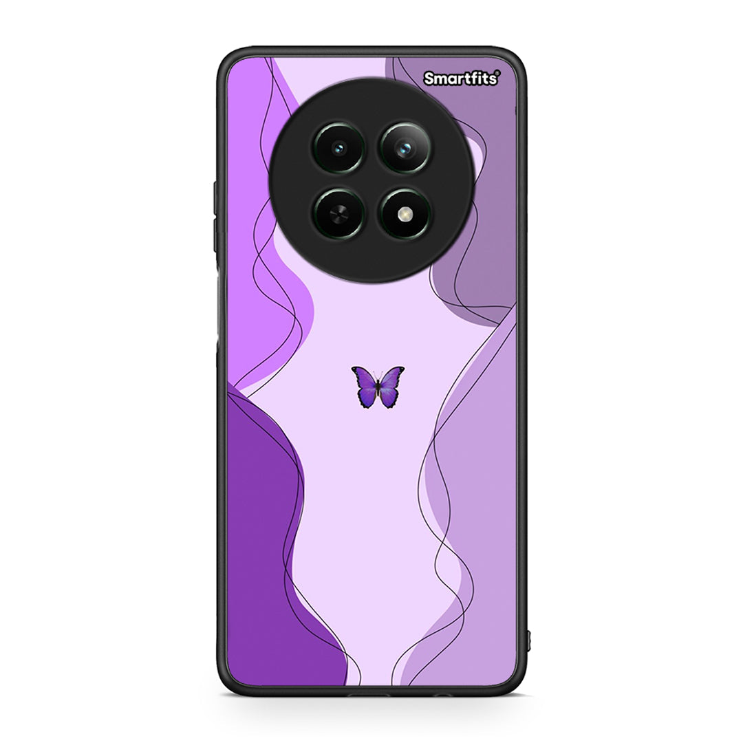 Realme 12 5G Purple Mariposa Θήκη Αγίου Βαλεντίνου από τη Smartfits με σχέδιο στο πίσω μέρος και μαύρο περίβλημα | Smartphone case with colorful back and black bezels by Smartfits