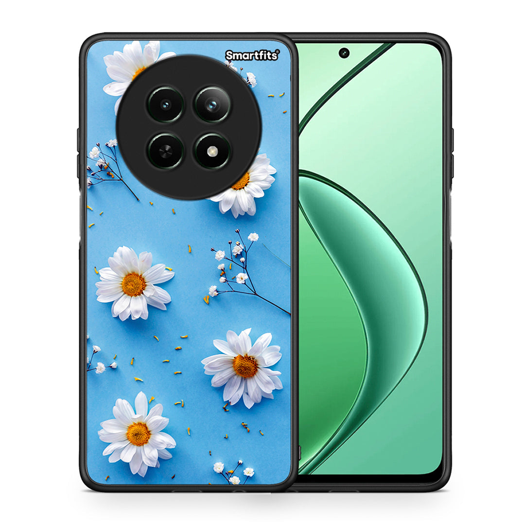 Θήκη Realme 12 5G Real Daisies από τη Smartfits με σχέδιο στο πίσω μέρος και μαύρο περίβλημα | Realme 12 5G Real Daisies case with colorful back and black bezels