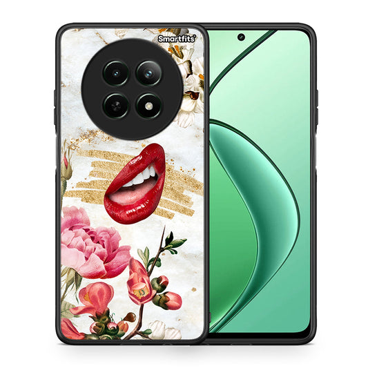 Θήκη Realme 12 5G Red Lips από τη Smartfits με σχέδιο στο πίσω μέρος και μαύρο περίβλημα | Realme 12 5G Red Lips case with colorful back and black bezels
