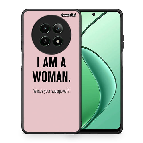 Θήκη Realme 12 5G Superpower Woman από τη Smartfits με σχέδιο στο πίσω μέρος και μαύρο περίβλημα | Realme 12 5G Superpower Woman case with colorful back and black bezels