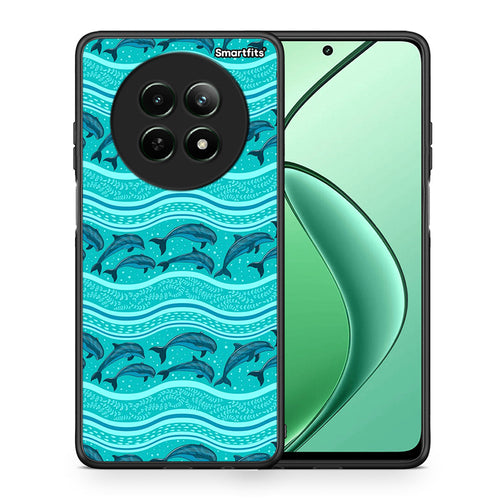 Θήκη Realme 12 5G Swimming Dolphins από τη Smartfits με σχέδιο στο πίσω μέρος και μαύρο περίβλημα | Realme 12 5G Swimming Dolphins case with colorful back and black bezels