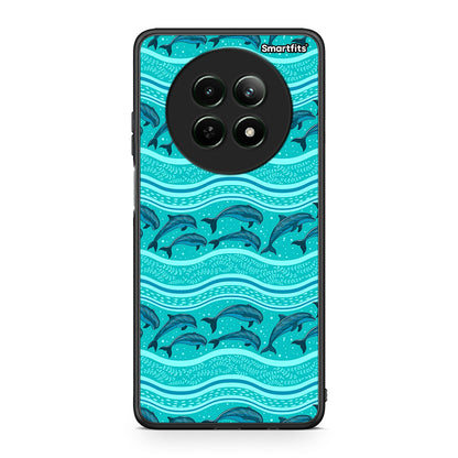 Realme 12 5G Swimming Dolphins θήκη από τη Smartfits με σχέδιο στο πίσω μέρος και μαύρο περίβλημα | Smartphone case with colorful back and black bezels by Smartfits