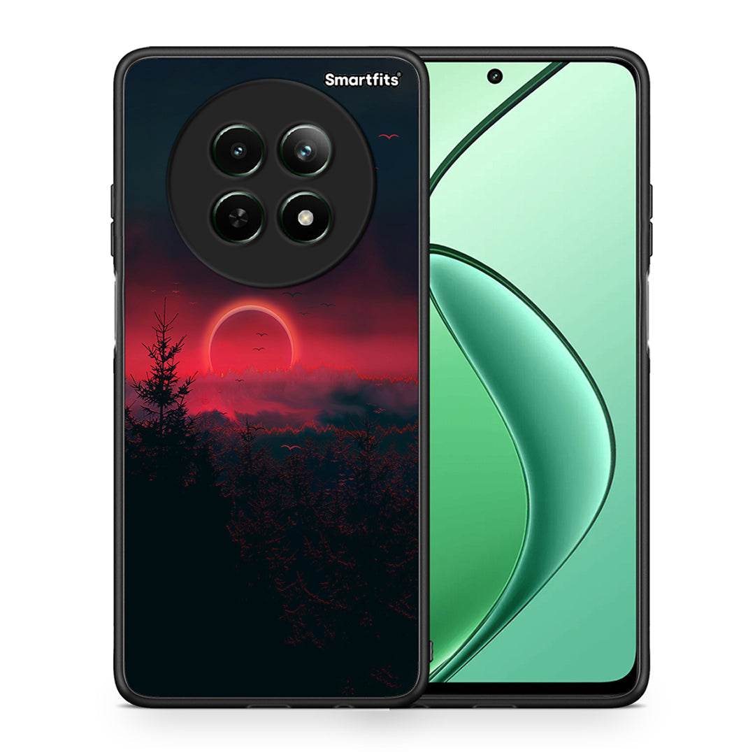 Θήκη Realme 12 5G Sunset Tropic από τη Smartfits με σχέδιο στο πίσω μέρος και μαύρο περίβλημα | Realme 12 5G Sunset Tropic case with colorful back and black bezels
