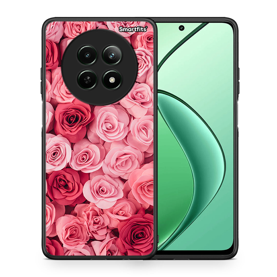 Θήκη Realme 12 5G RoseGarden Valentine από τη Smartfits με σχέδιο στο πίσω μέρος και μαύρο περίβλημα | Realme 12 5G RoseGarden Valentine case with colorful back and black bezels