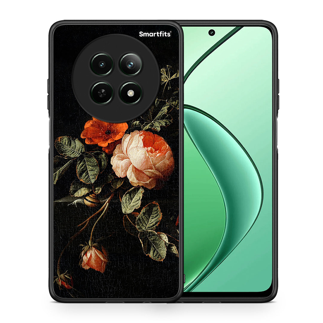 Θήκη Realme 12 5G Vintage Roses από τη Smartfits με σχέδιο στο πίσω μέρος και μαύρο περίβλημα | Realme 12 5G Vintage Roses case with colorful back and black bezels