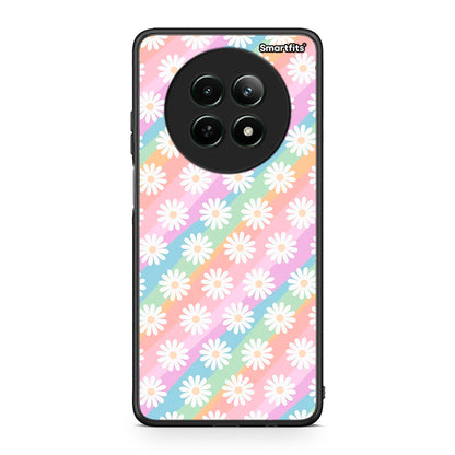 Realme 12 5G White Daisies θήκη από τη Smartfits με σχέδιο στο πίσω μέρος και μαύρο περίβλημα | Smartphone case with colorful back and black bezels by Smartfits