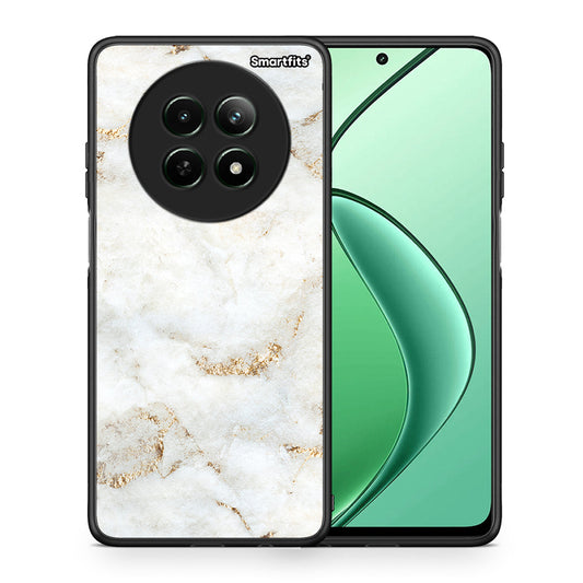 Θήκη Realme 12 5G White Gold Marble από τη Smartfits με σχέδιο στο πίσω μέρος και μαύρο περίβλημα | Realme 12 5G White Gold Marble case with colorful back and black bezels