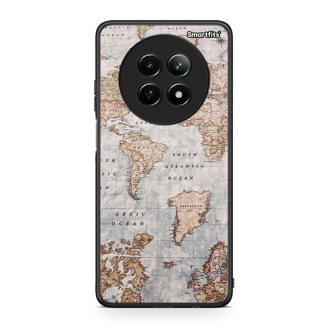 Realme 12 5G World Map Θήκη από τη Smartfits με σχέδιο στο πίσω μέρος και μαύρο περίβλημα | Smartphone case with colorful back and black bezels by Smartfits